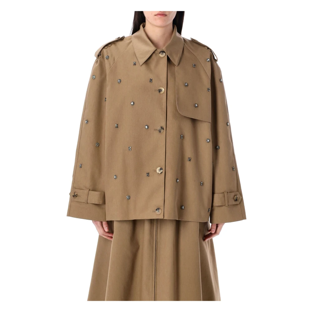 Golden Goose Khaki Beige Kort Trenchcoat Ytterkläder Beige, Dam