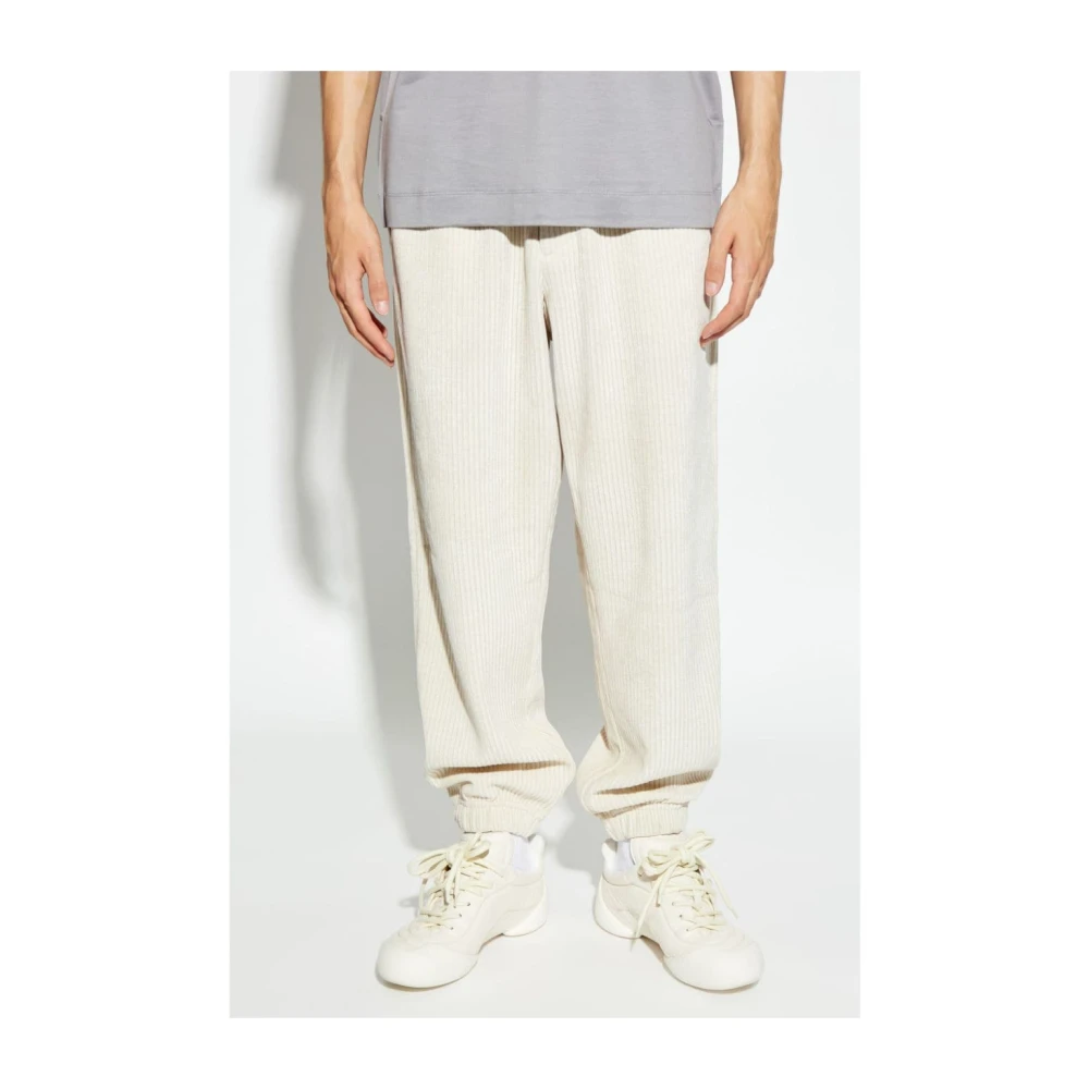 Emporio Armani Witte Corduroy Pull-On Broek White Heren
