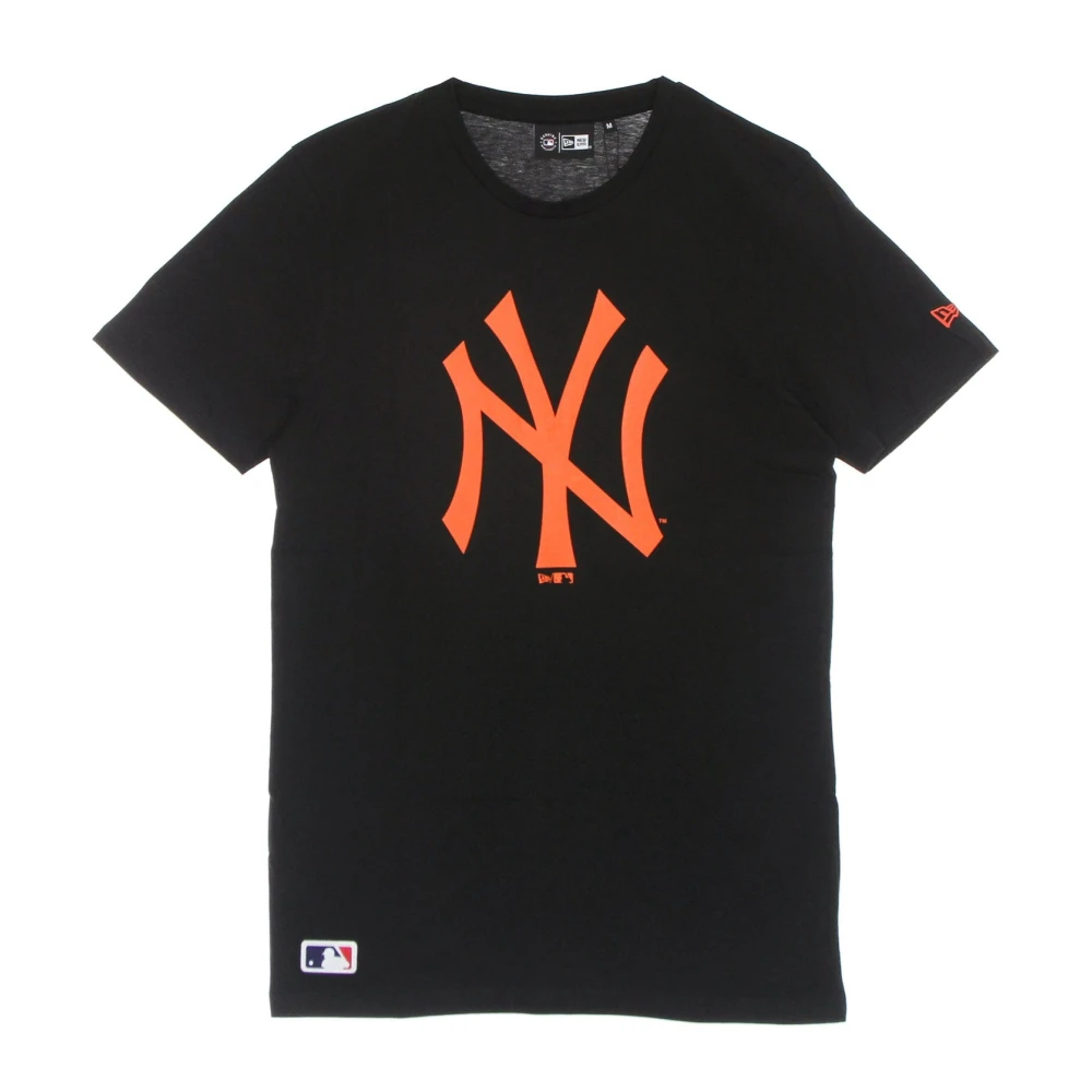 New Era Men's Black/Orange Yankees Logo Tee Baseball Shirt