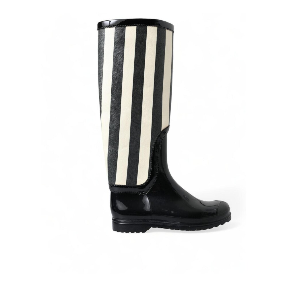 Black and white striped booties best sale