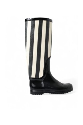 striped-rubber-knee-high-flat-boots