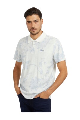 polo-a-manches-courtes-a-imprime-floral-coupe-ajustee