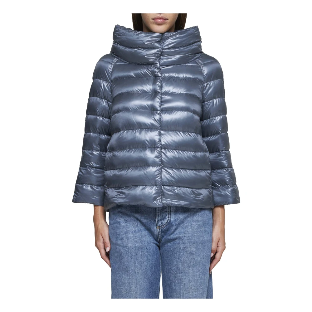 Herno Gewatteerd Blauw Kort Donsjack Blue Dames