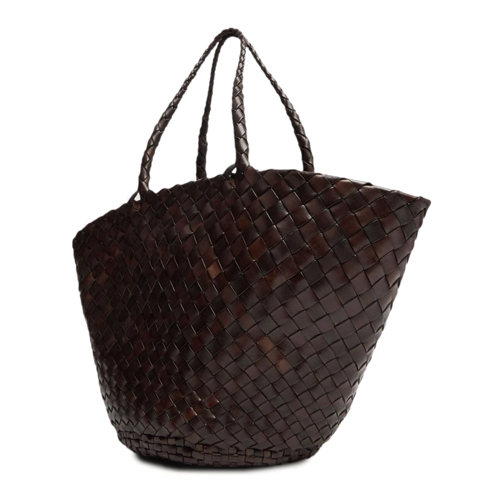 Dragon Diffusion Handgeweven Donkerbruine Leren Winkelmand Brown Dames