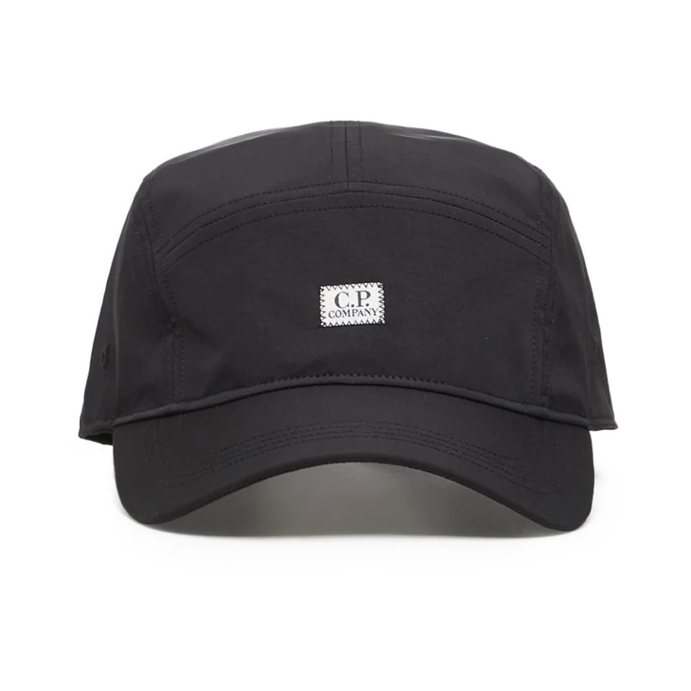 C.p. Company Men's Black Hats & Caps, One Size, Logo-Patch Baseball Cap