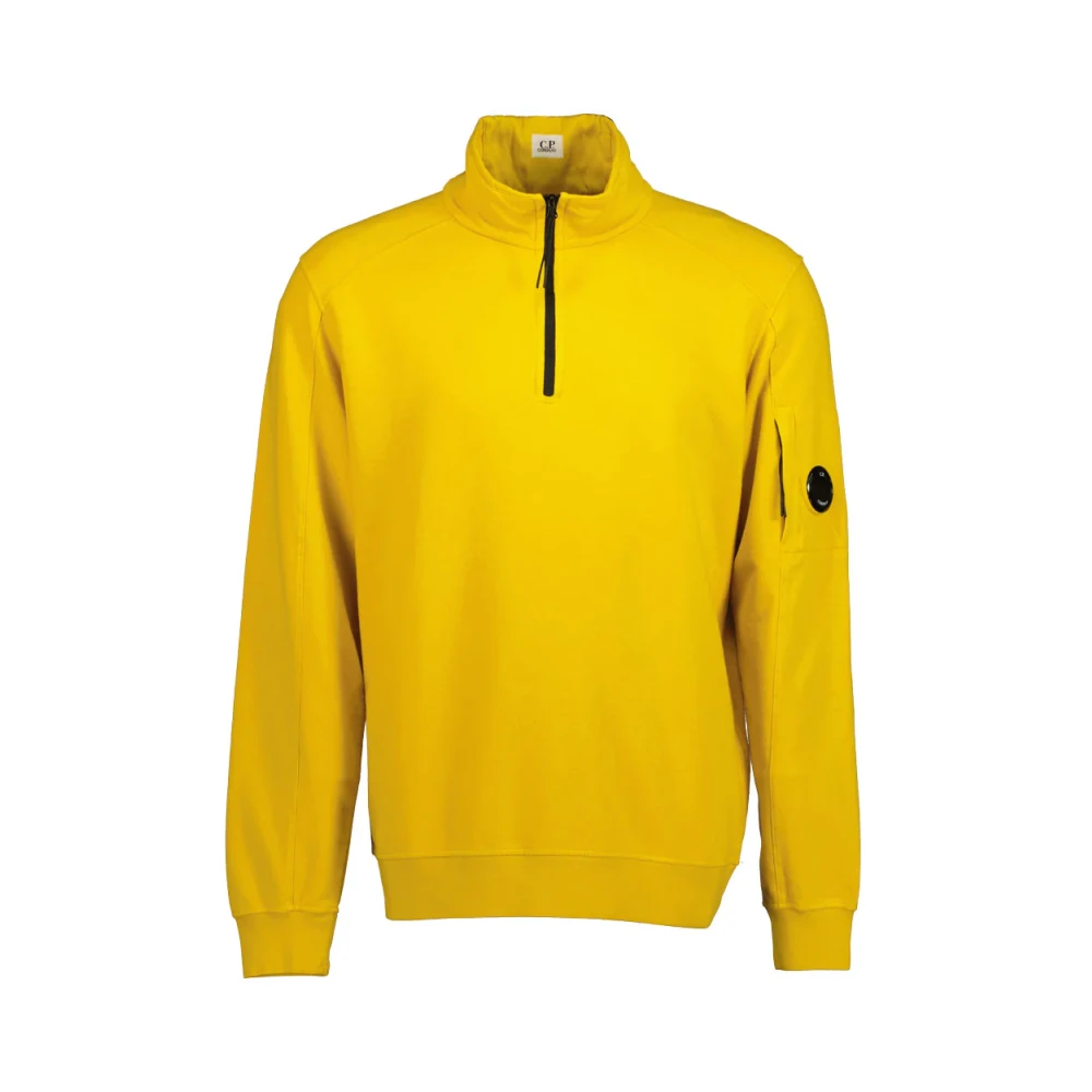 C.P. Company Mosterd Logo Sweatshirt Geribbelde Details Yellow Heren
