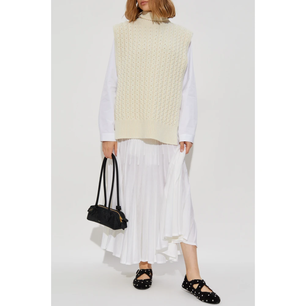 Alaïa Wollen poncho met coltrui Beige Dames