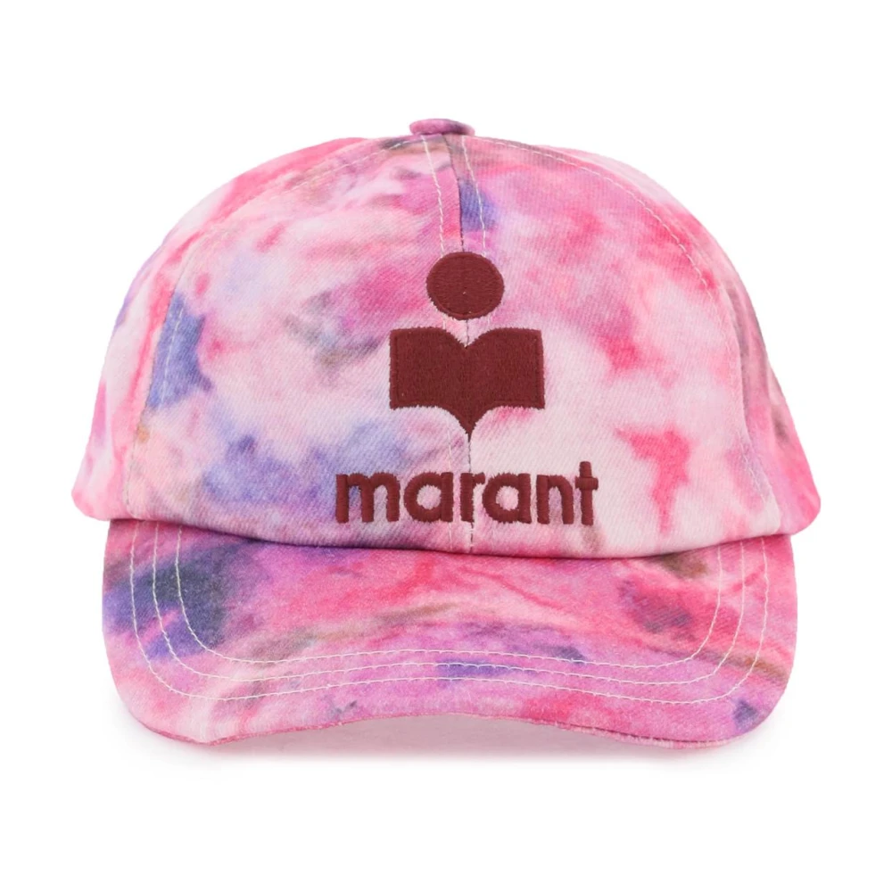 Isabel marant Tyron baseball cap met geborduurd logo en tie-dye print Pink Dames