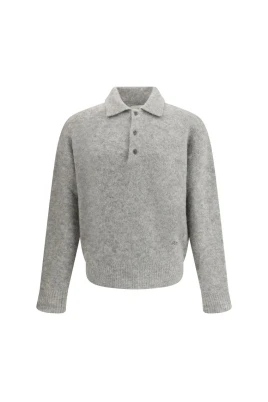 Ull Polo Tröja med Broderad Logotyp