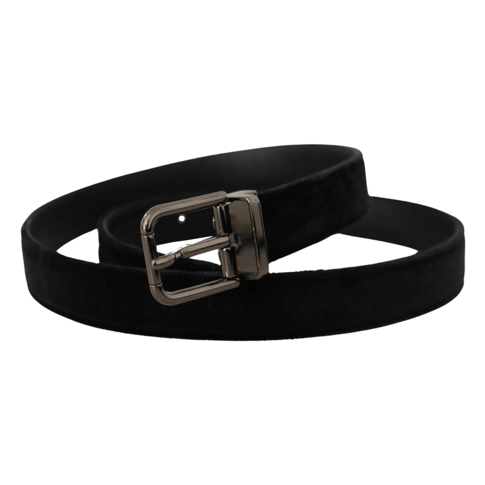 Dolce & Gabbana Elegante zwarte leren riem met zilveren gesp Black Heren