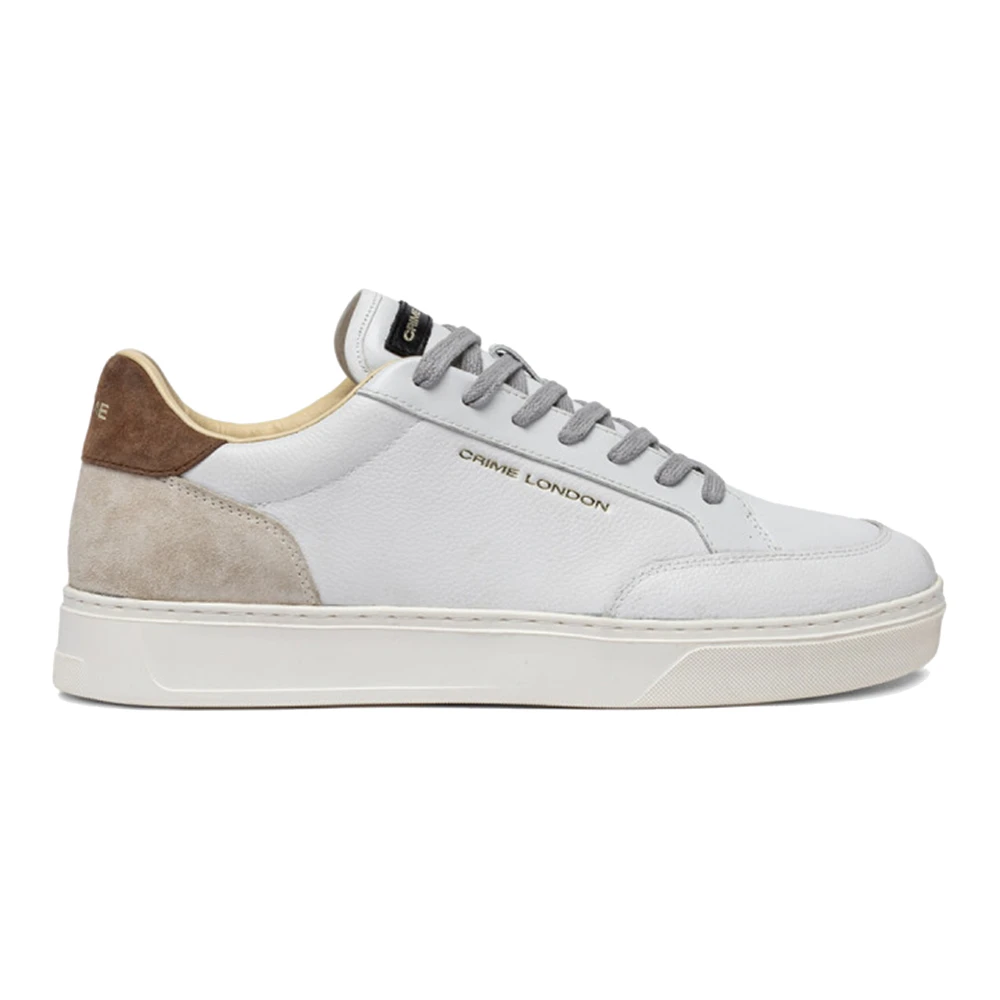Crime London Men's White/Cream Leather Sneaker With Details