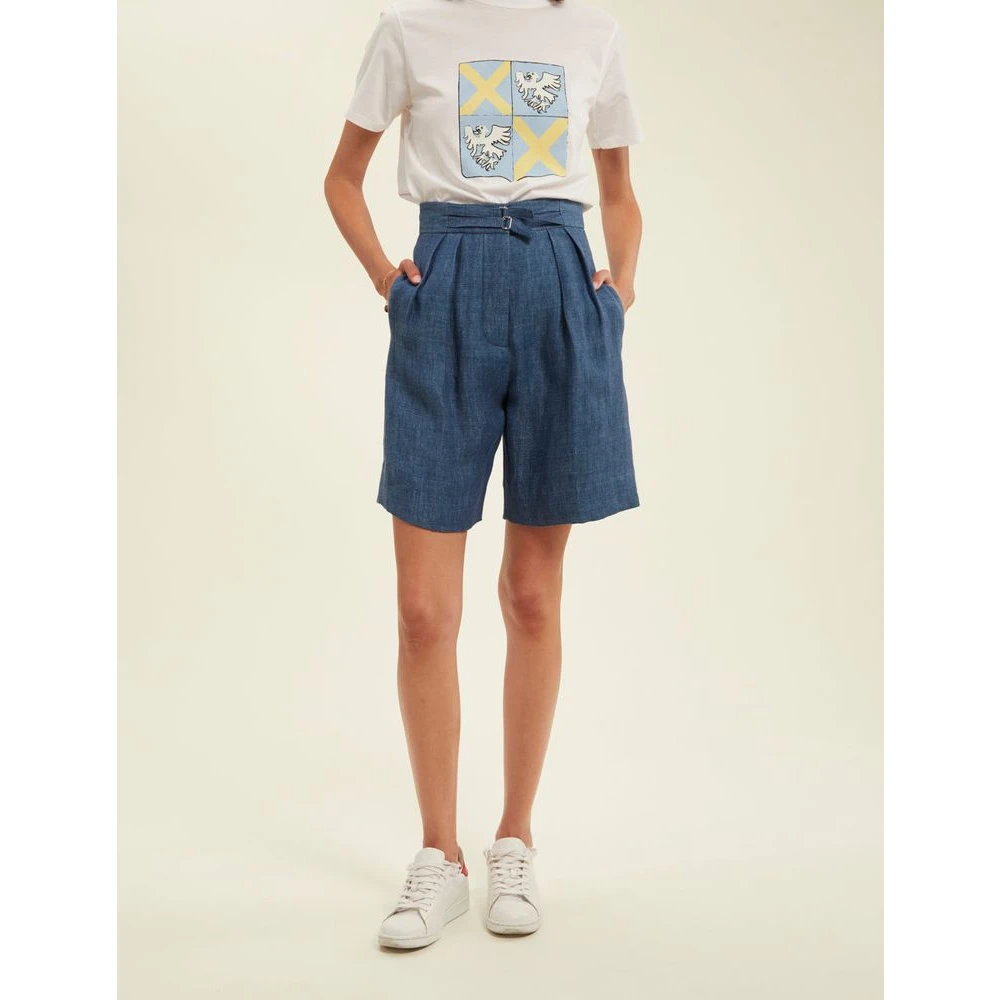 Ines De La Fressange Paris Hoge taille denim shorts Blue Dames