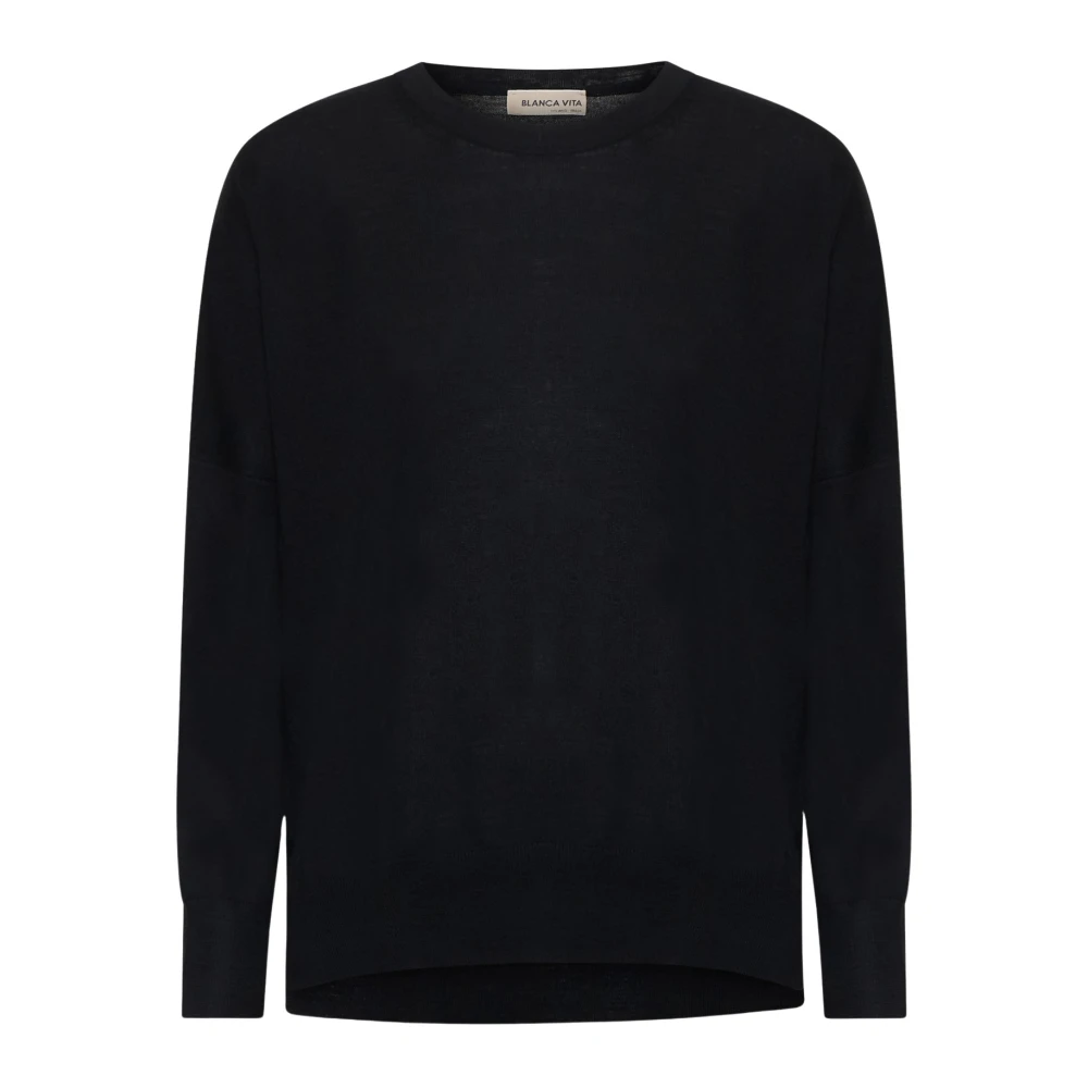 Blanca Vita Crewneck Jumper - Female - Round-Neck Knitwear - Black - M - Knitwear