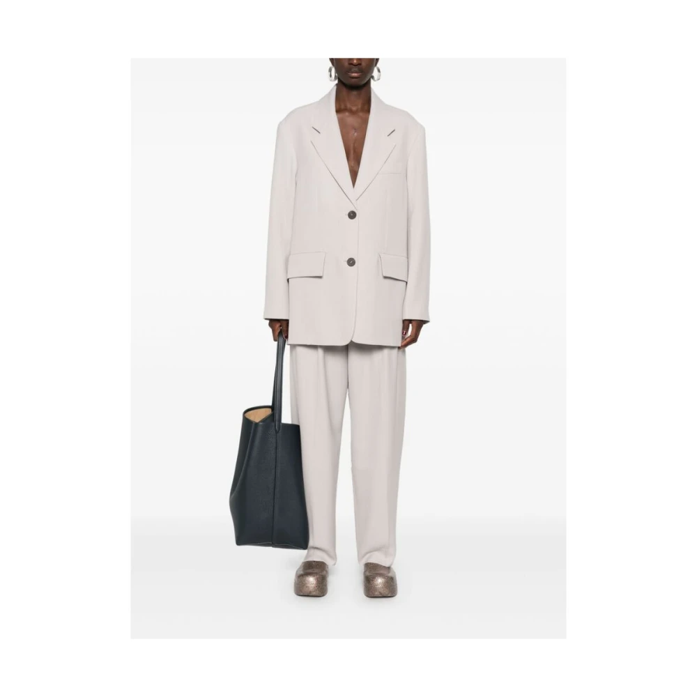Studio Nicholson Lichtgrijze Oxford Weave Tapered Broek Gray Dames