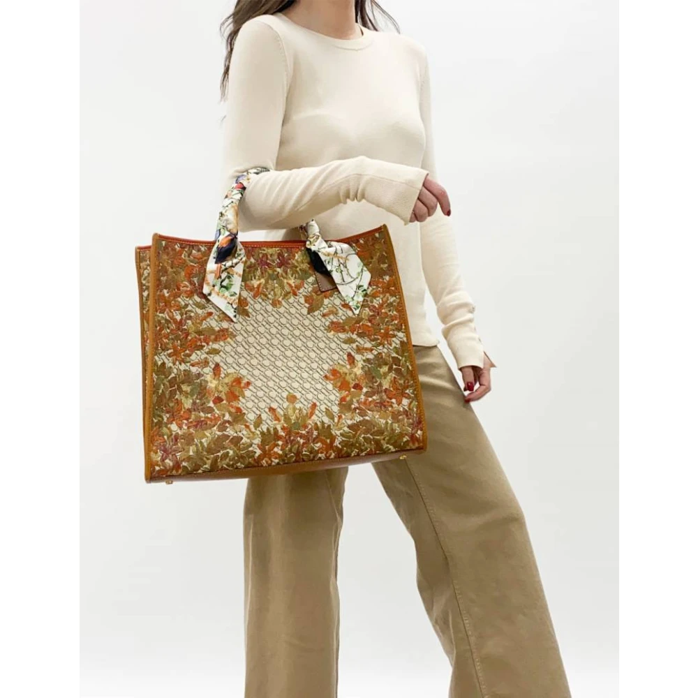 Carolina Herrera Chic Shopping Tas met Central Park Canvas en Suède Zijkanten Multicolor Dames