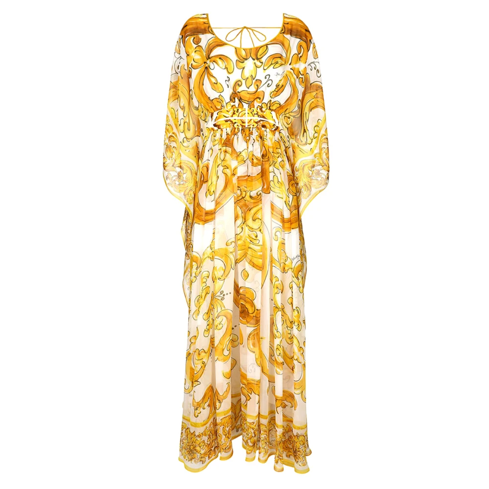 Dolce & Gabbana Elegante Zwarte Jurk met Uniek Ontwerp Yellow Dames