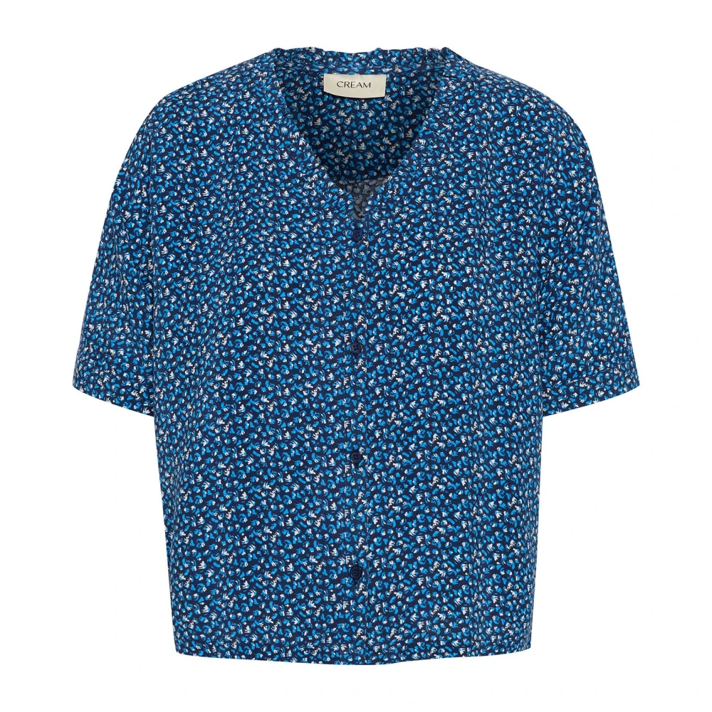 Cream Blue Shirts, Female, 2XL, Animal Skin Shirt With V-Neck