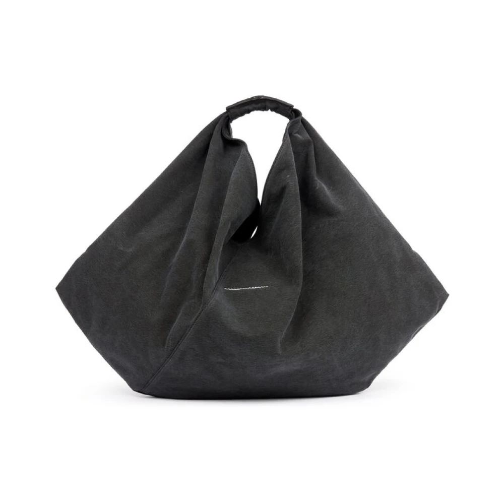 MM6 Maison Margiela Canvas Schoudertas met Gedrapeerd Detail Gray Dames