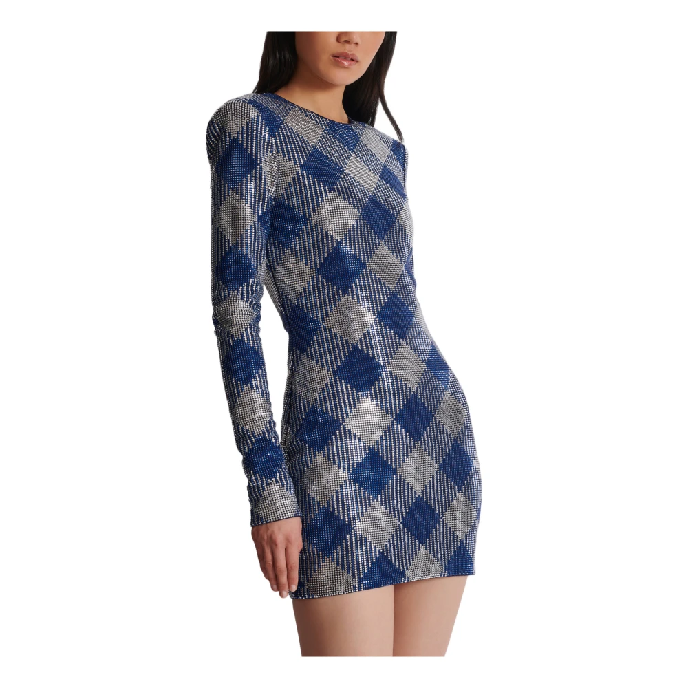 Balmain Gingham strassjurk Blue Dames