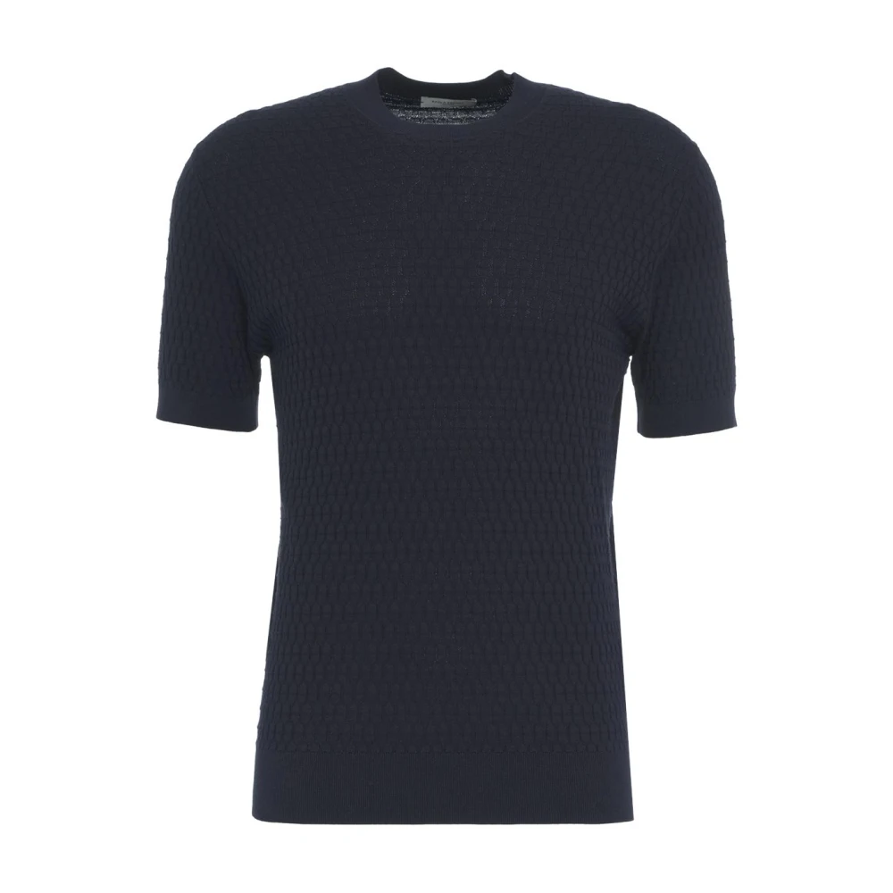 Paolo Pecora Blauw Honingraat T-shirt Casual Herenmode Blue Heren