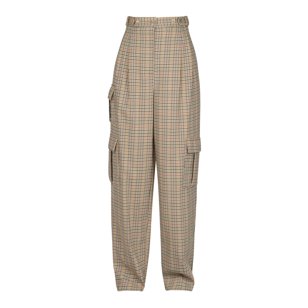 Semicouture Wijde twill broek met gespdetail Brown Dames
