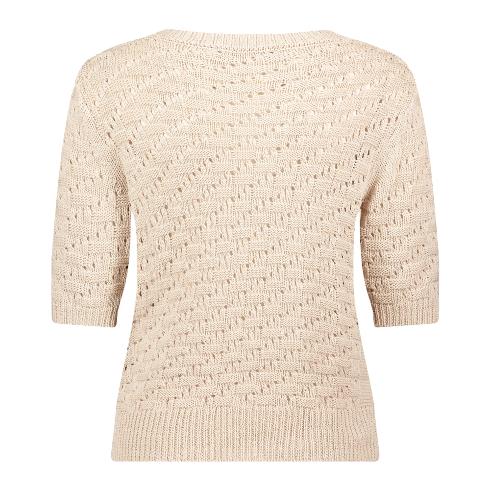 Betty & Co Statement Gebreide Trui met Ronde Hals Beige Dames