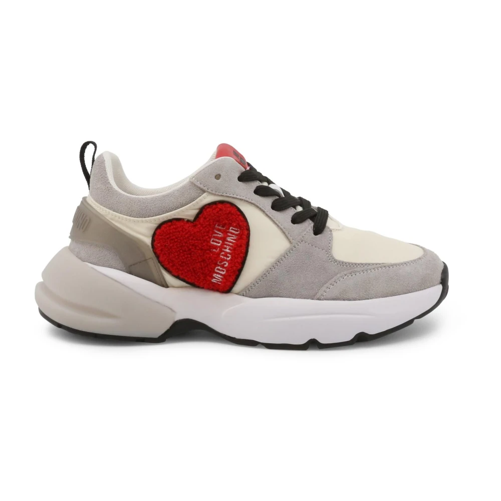Love Moschino Svarta Syntetiska och Mocka Sneakers med 5cm Klack White, Dam