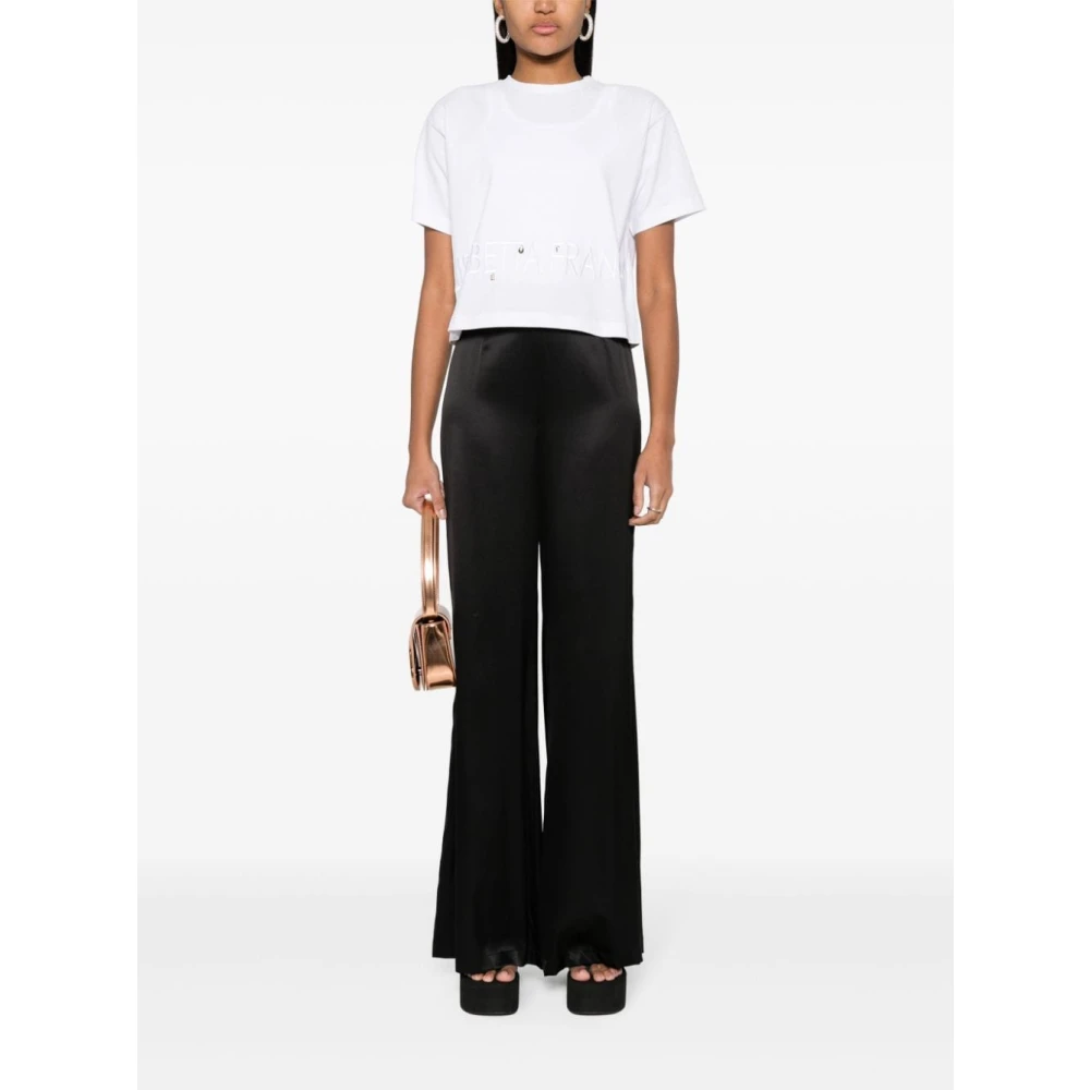 Elisabetta Franchi Cropped Katoenen Jersey Sweater met Charms White Dames