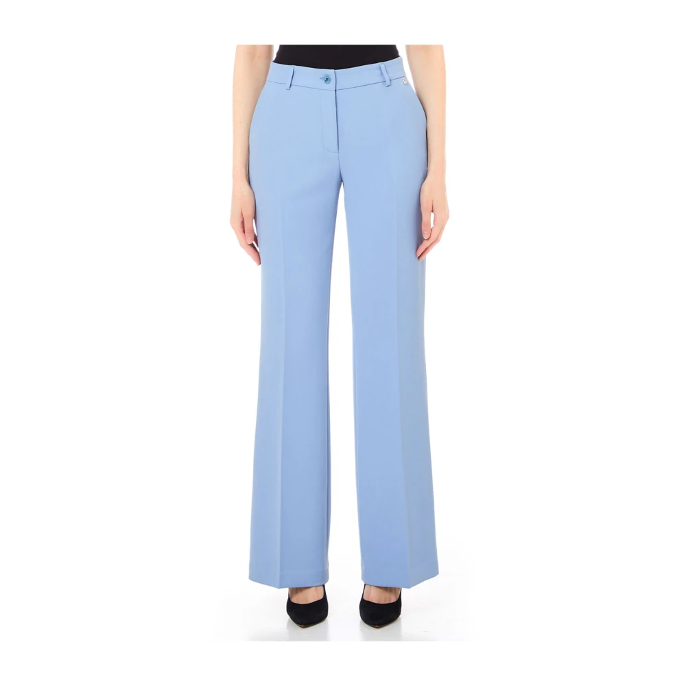 Liu Jo Hoge Taille Flare Broek in Crêpe Blue Dames