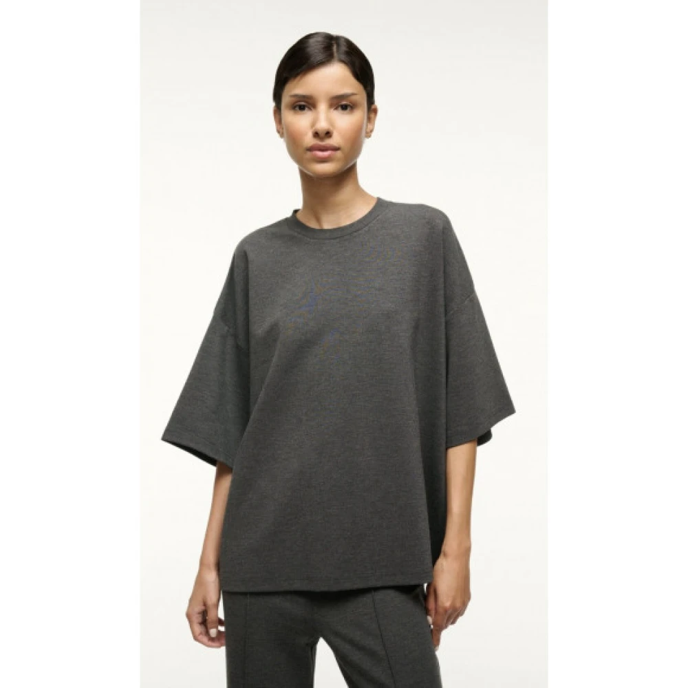 Staud Oversized Crewneck Ponte Capsule Top Gray Dames