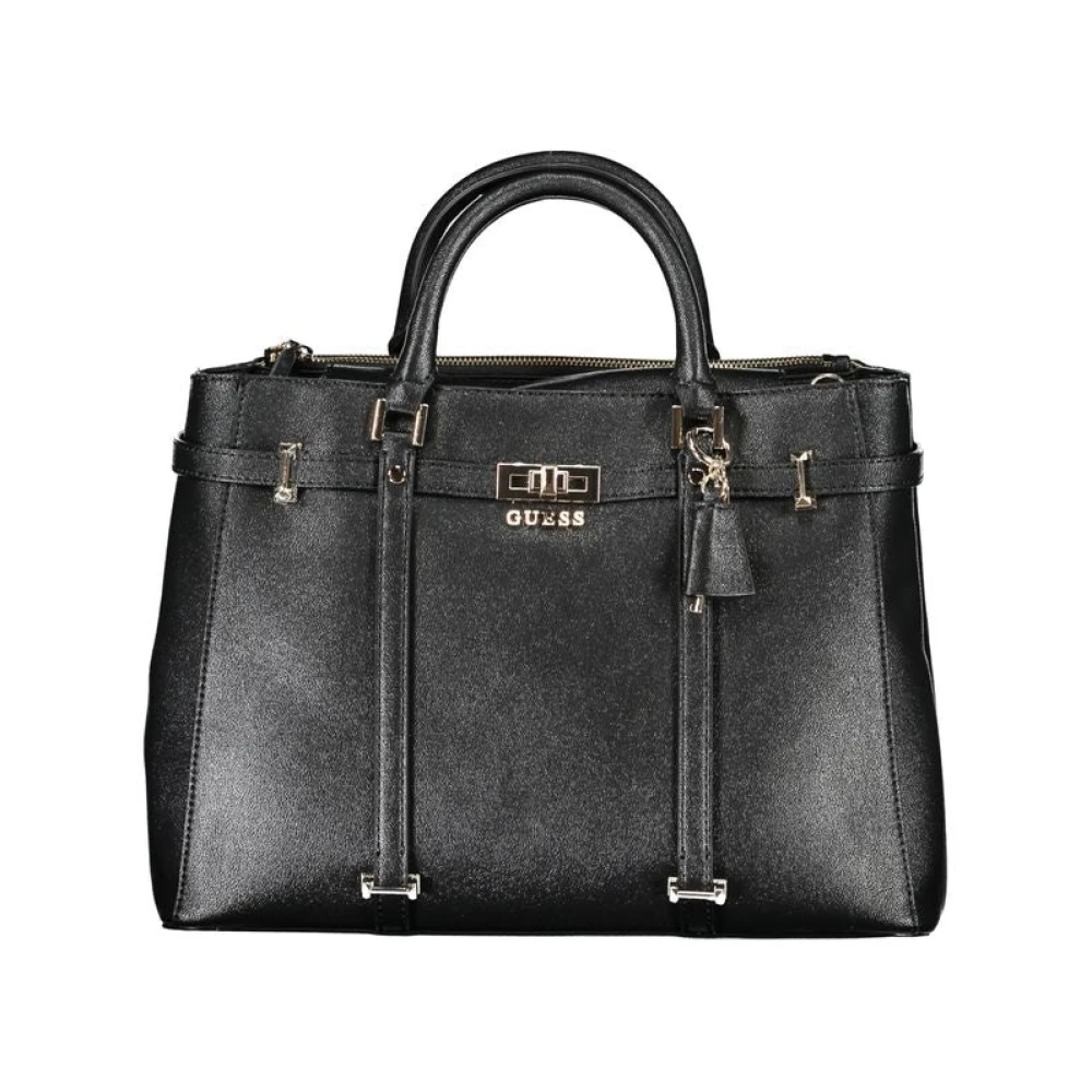 Guess Zwarte polyethyleen handtas met verstelbare schouderband en meerdere compartimenten Black Dames