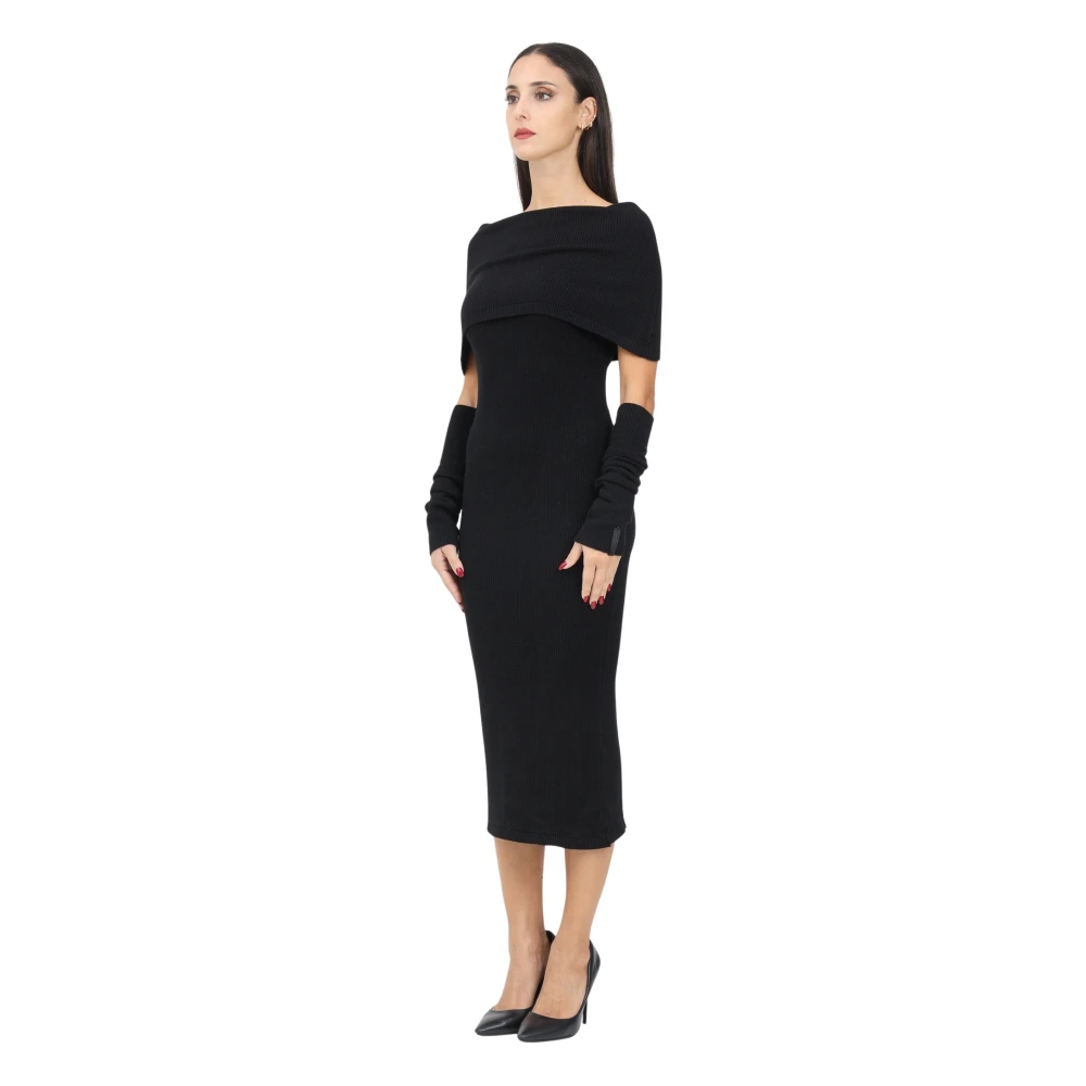 Hinnominate Zwarte Midi Jurk met Boothals Black Dames