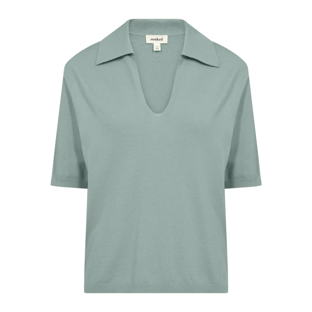 Soaked in Luxury Blå Polo Pullover Stickad Blue, Dam