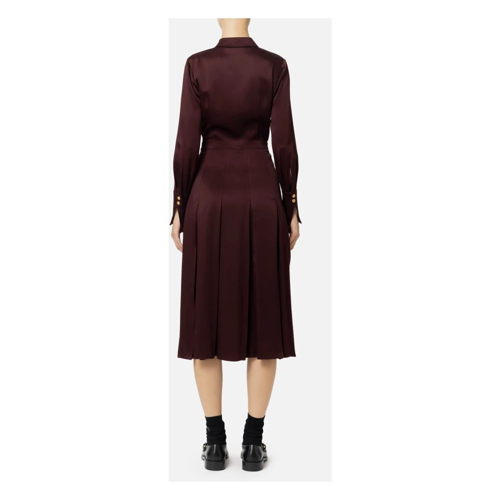 Elisabetta Franchi Midi Geplooide Overhemdjurk Red Dames