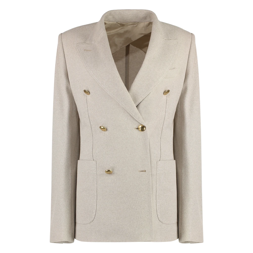 Max Mara Women's Beige Vanadio Cotton Double-Breasted Blazer
