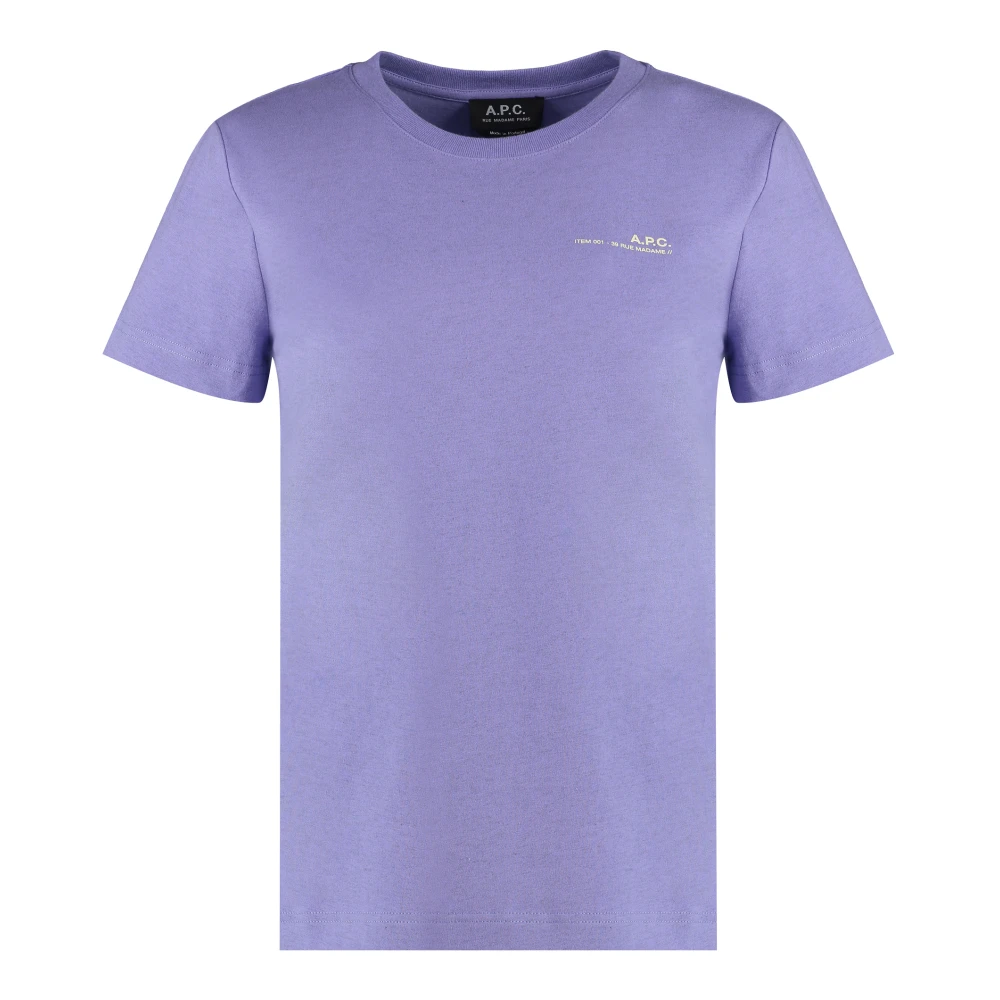 A.p.c. Contrasterende Print Katoenen T-shirt Purple Dames