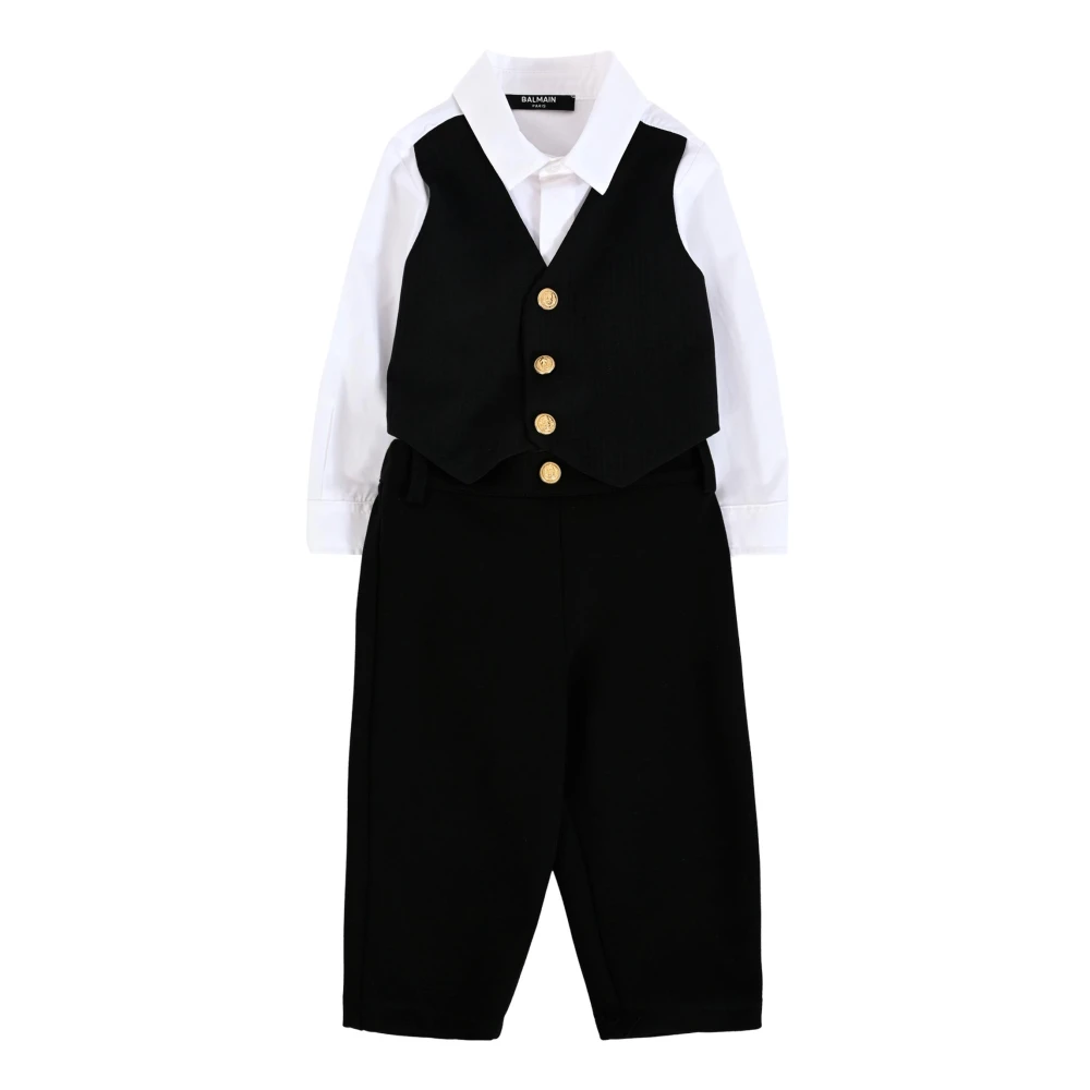 Balmain Unisex Kids Black Elegant Suit With White Shirt - Kids Suits - 3 Y - Kids