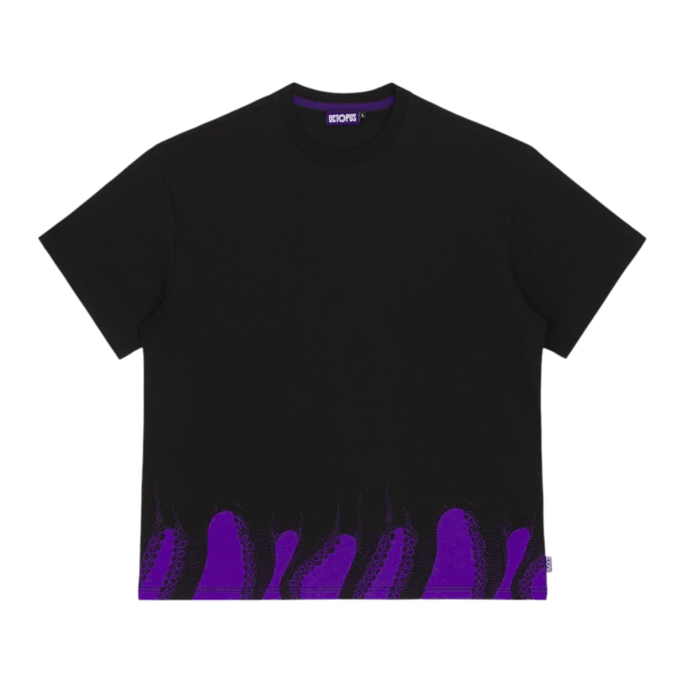 Octopus Katoenen T-shirt met Lagere Print Black Heren