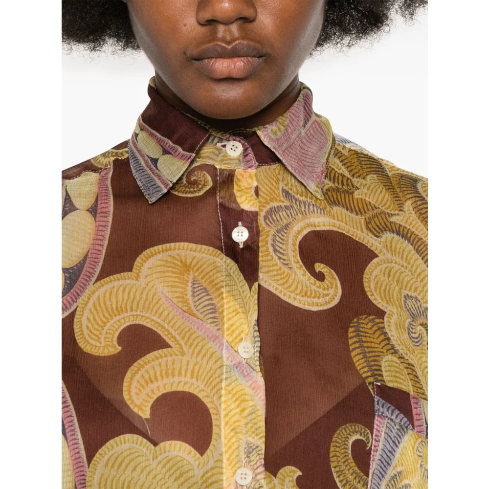 ETRO Bloemenprint Doorschijnende Zijden Shirt Multicolor Dames