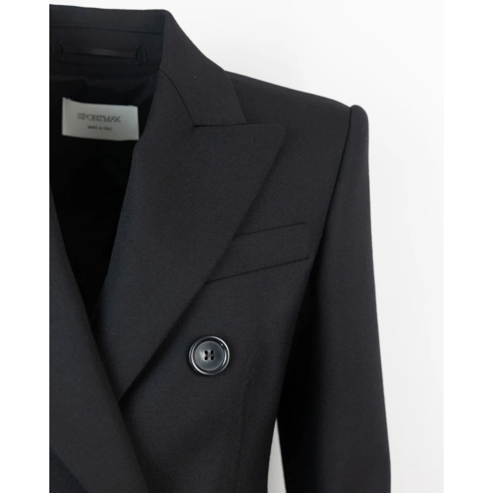 SPORTMAX Zwarte Slim Fit Wollen Jas Black Dames