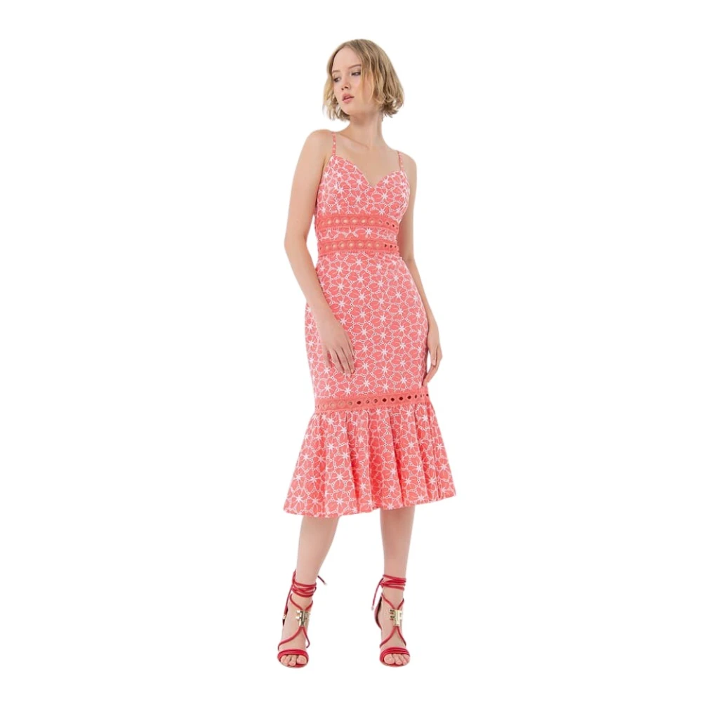 Fracomina Bloemen Fantasie Midi Mouwloze Jurk Pink Dames