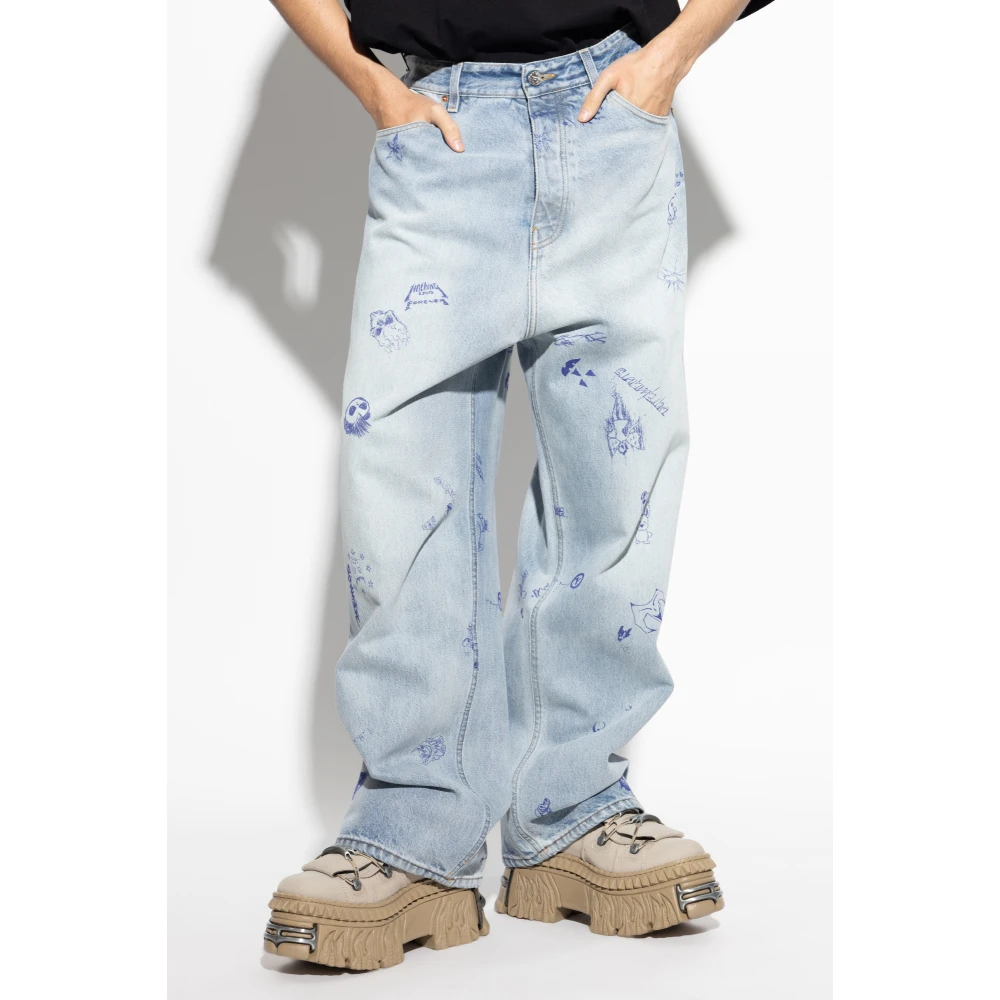 Vetements Jeans met print Blue Heren