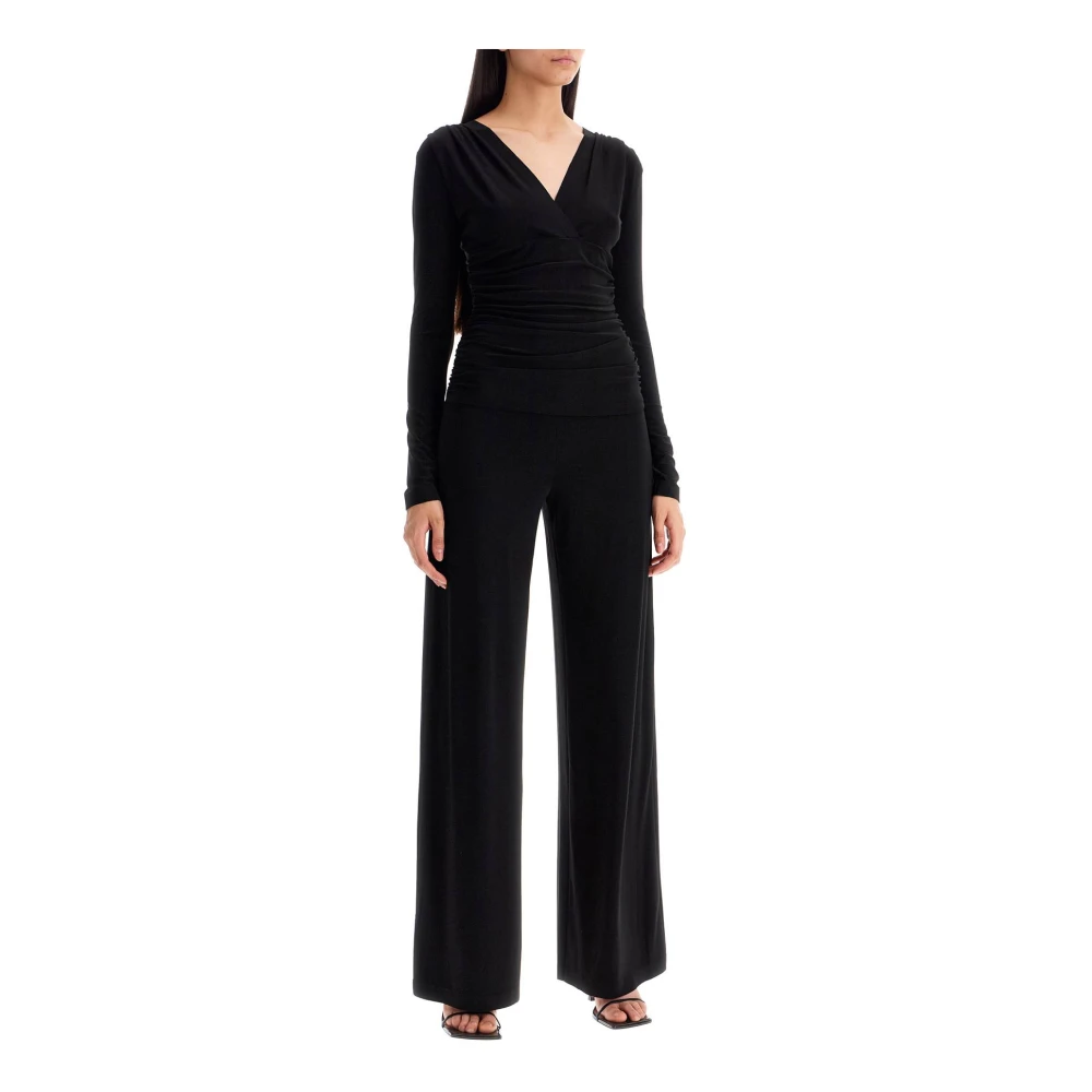 Norma Kamali Gerimpelde Jumpsuit met Wijde Broek Black Dames