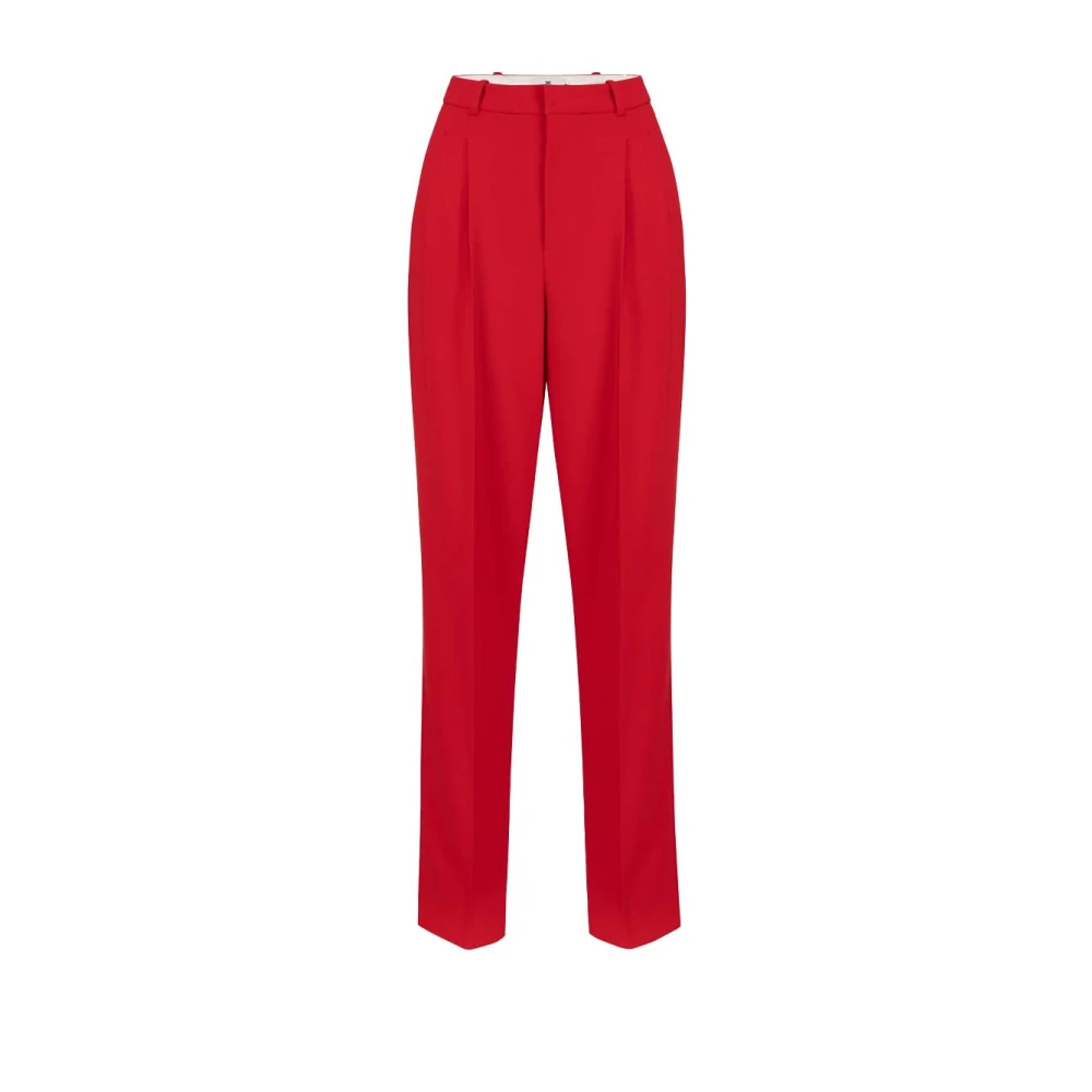 Elisabetta Franchi Rechte Polyester Broek met Zakken Red Dames