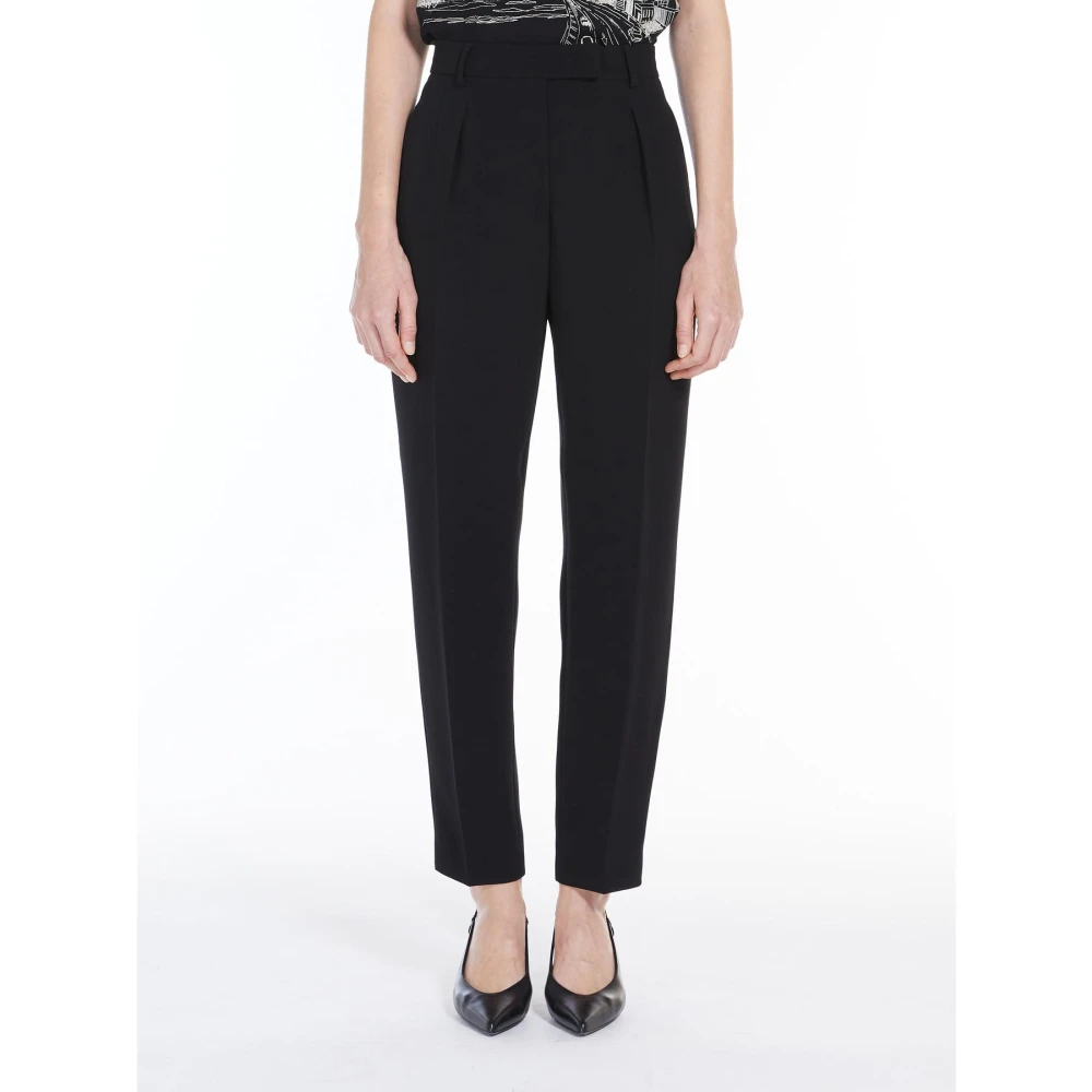 Max Mara Studio Cady broek met voorplooien Black Dames