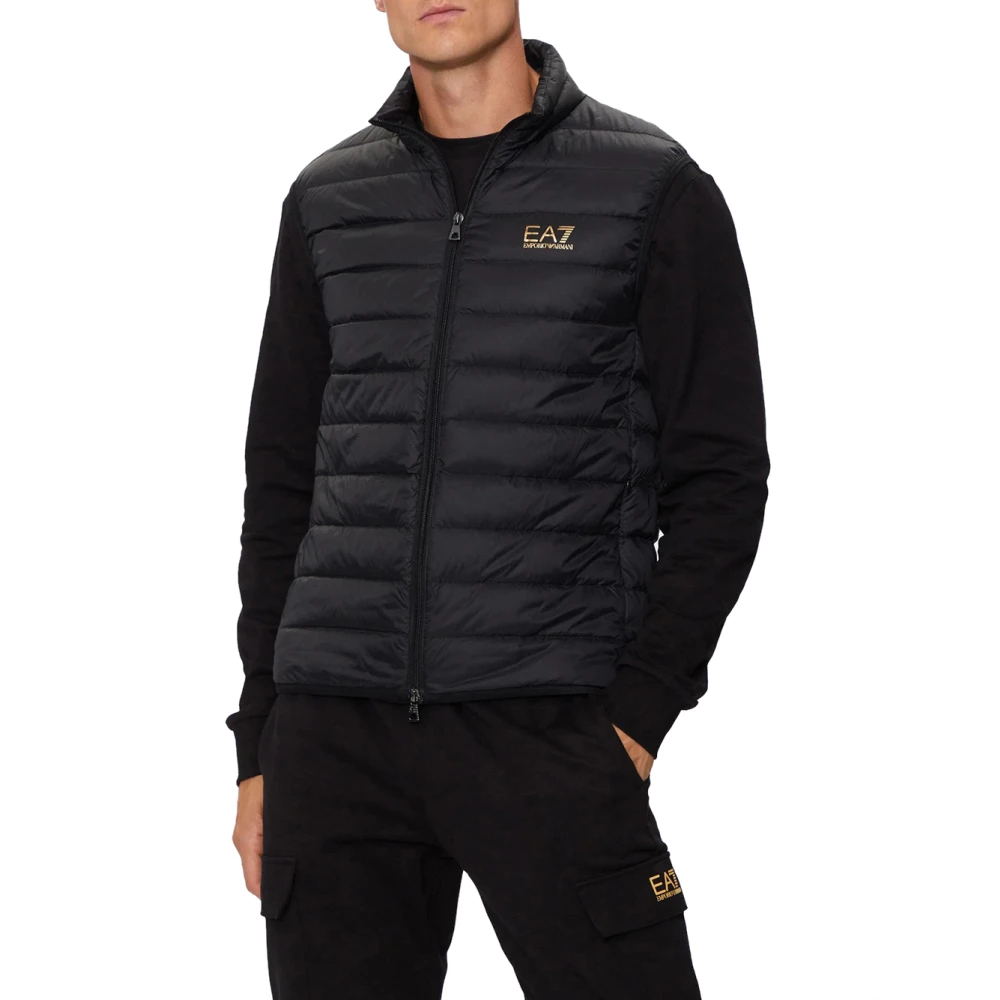 Emporio Armani Ea7 Black Puffer Jacket Trendy Style - Male - Waistcoats - S - Jackets