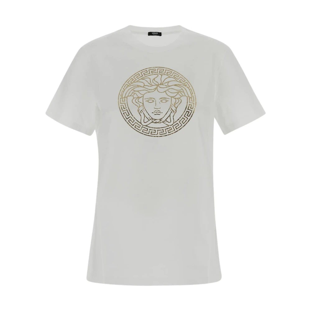 Versace Witte T-shirts en Polos met Folie Gedrukte Medusa White Dames