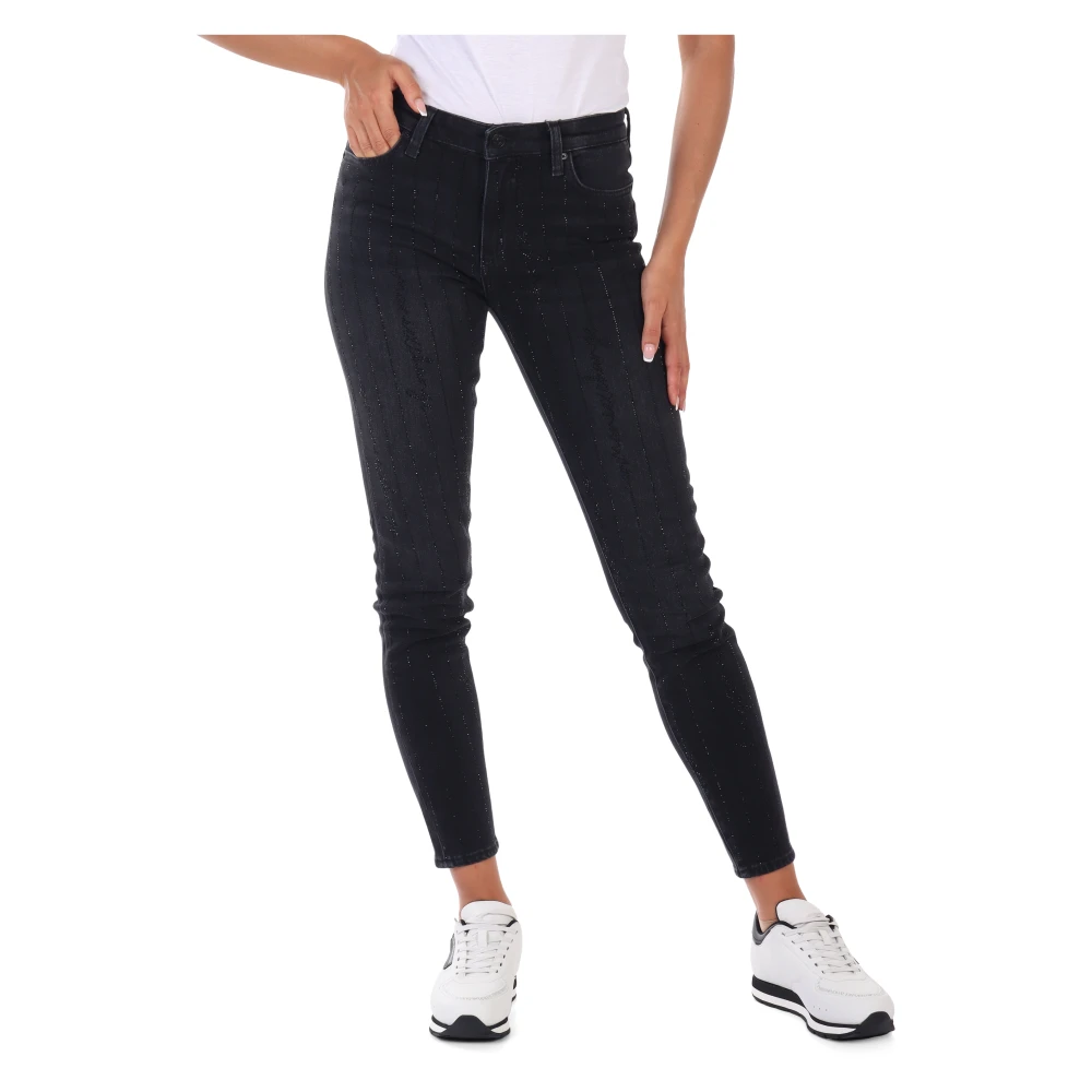 Armani Exchange Super Skinny Jeans met Strass Detail Black Dames