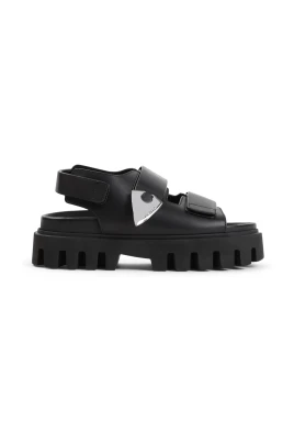 Svart Silver Gummisula Sandal