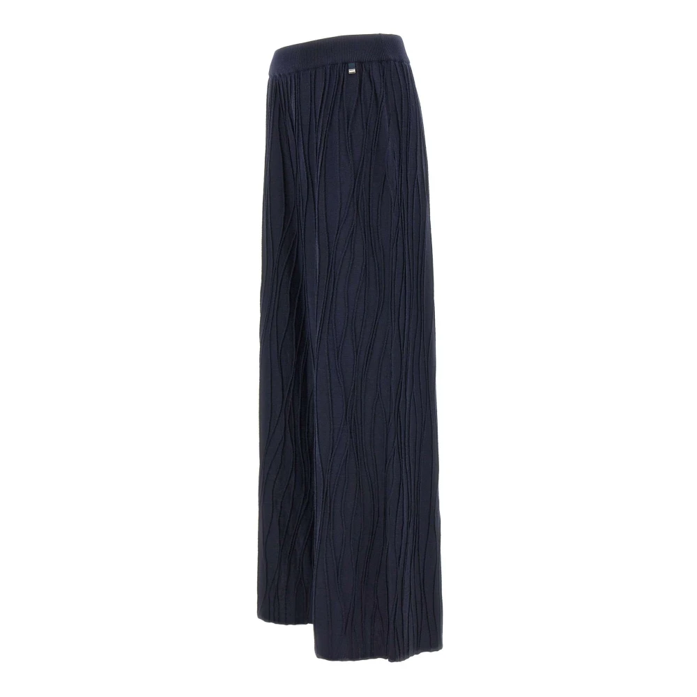 Herno Wol Wave Textuur Broek Blue Dames